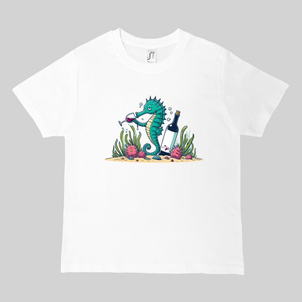 T-shirts blanc kids Visuel Hippocampe I - Eat me, drunk me Col rond Kids / Hippocampe ~ Eat me & Drink me