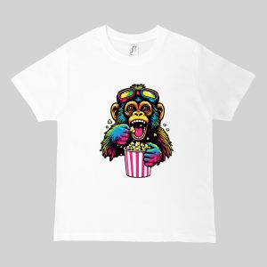 T-shirts blanc kids Visuels singe pop corn I - Fantastiques & Sciences fictions Col rond Kids / Singe I ~ Fantastiques & Sciences fictions