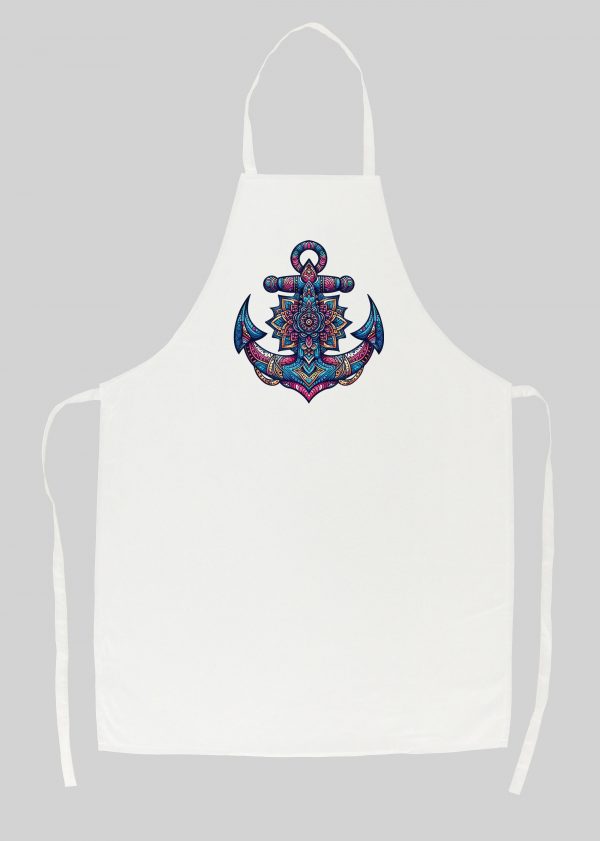 Tablier blanc vue de face Ancre Mandala I Tablier Ancre ~ Mandala