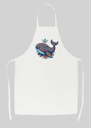 Tablier blanc vue de face Baleine Mandala I Tablier Baleine ~ Mandala