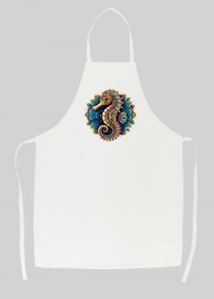 Tablier blanc vue de face Hippocampe Mandala I Tablier Hippocampe ~ Mandala