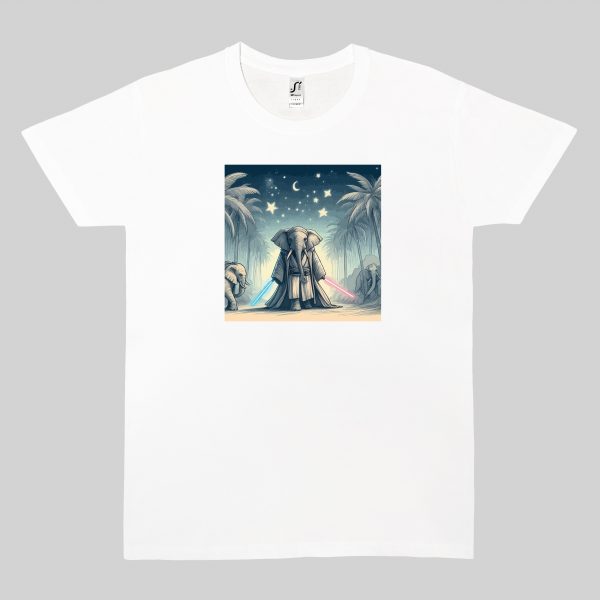 Tshirt blanc col rond homme vue de face Visuel Eléphants I - Fantastiques & Sciences fictions Col rond Hommes / Eléphant I ~ Fantastiques & Sciences fictions