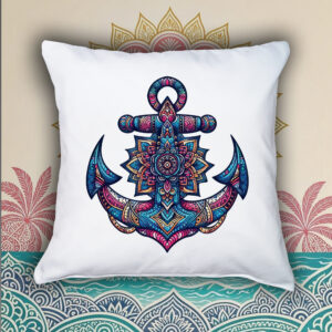 Coussin blanc vue de face Ancre Mandala I Housse de coussin Ancre ~ Mandala
