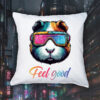 Coussin blanc vue de face Cochons d'Inde lunettes futuristes I Housse de coussin Cochon d'Inde ~ Colors Vibes