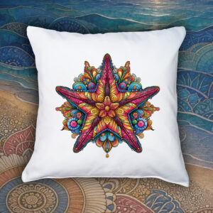 Coussin blanc vue de face Etoile mandala I Housse de coussin Etoile ~ Mandala