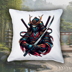Coussin blanc vue de face Visuel samourai 1 - Asia Housse de coussin Samouraï I ~ Asia