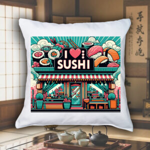 Coussin blanc vue de face Visuel sushis 1 - Asia Housse de coussin Sushis I ~ Asia