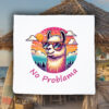 Housse de coussin blanc vue de face Visuel Alpagas II - Animaux Housse de coussin Lama III ~ Summers Vibes