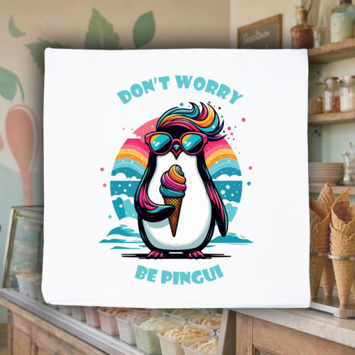 Housse de coussin blanc vue de face Visuel Pinguins I - Eat me, drunk me Housse de coussin Pinguin ~ Eat me / Drink me
