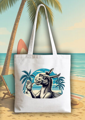 Masque sac tote bag blanc vue de face Visuel Ânes I - Eat me, drunk me Tote Bag Âne I ~ Summers Vibes