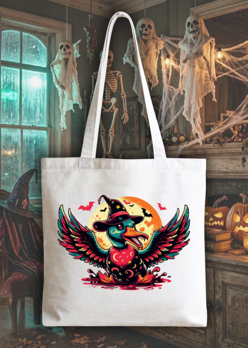 Masque sac tote bag blanc vue de face Visuel Canards 1 - Horreurs Tote Bag canard ~ Horreurs