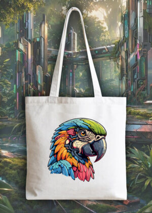 Masque sac tote bag blanc vue de face Visuel Peroquet I - Fantastiques & Sciences fictions Tote Bag Perroquet ~ Fantastiques & Sciences fictions