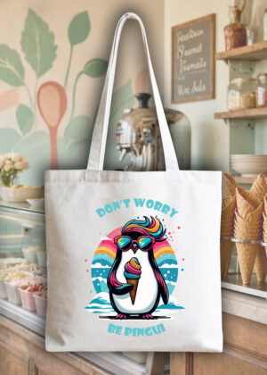 Masque sac tote bag blanc vue de face Visuel Pinguins I - Eat me, drunk me Tote Bag Pinguin ~ Eat me & Drink me