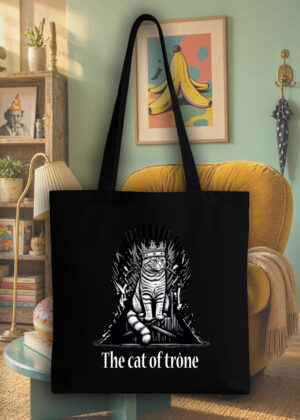 Masque sac tote bag noir vue de face Visuel Chats II - Humours Tote Bag Chat II ~ Humours