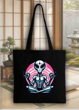 Masque sac tote bag noir vue de face Visuel Méditations - yoga II - Spirituelles Zen Tote Bag Ovni ~ Spirituelles & Zen
