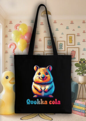 Masque sac tote bag noir vue de face Visuel Quokkas I - Humours Tote Bag Quokka ~ Humours