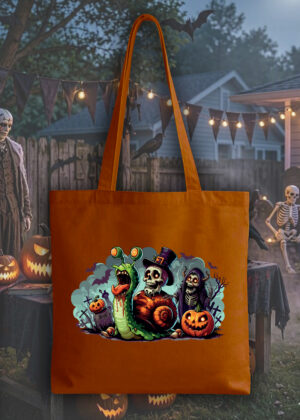 Masque sac tote bag orange vue de face Visuel Escargots 1 - Horreurs Tote Bag Escargot ~ Horreurs