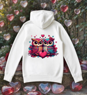 Sweets blanc capuche adultes vue de dos Visuel Chouettes I - Loves Sweats à capuche Unisexe Adultes / Chouettes ~ Loves