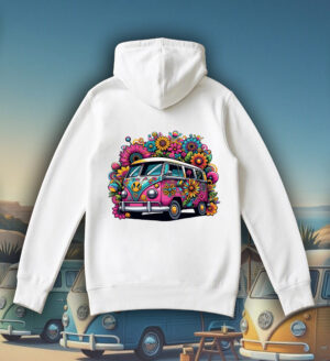 Sweets blanc capuche adultes vue de dos Visuel van I - Véhicules Sweats à capuche Unisexe Adultes / Van I ~ Vintages Cars
