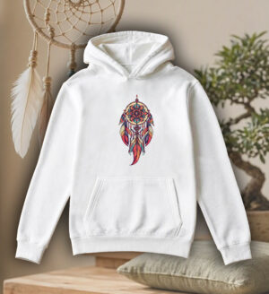 Sweets blanc capuche adultes vue de face Visuel Attrape rêves I - Spirituelles Zen Sweats à capuche Unisexe Adultes / Attrape rêves I ~ Spirituelles & Zen