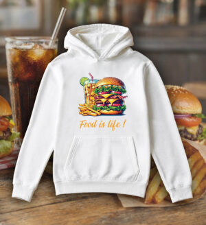 Sweets blanc capuche adultes vue de face Visuel Burgers I - Eat me, drunk me Sweats à capuche Unisexe Adultes / Burger ~ Eat me & Drink me