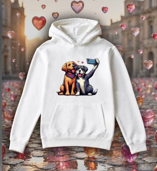 Sweets blanc capuche adultes vue de face Visuel Chiens I - Humours Sweats à capuche Unisexe Adultes / Chiens ~ Loves