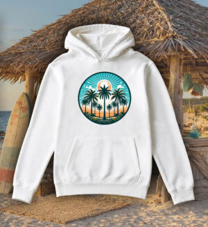 Sweets blanc capuche adultes vue de face Visuel Fleurs I - Natures Sweats à capuche Unisexe Adultes / Palmiers ~ Summers Vibes