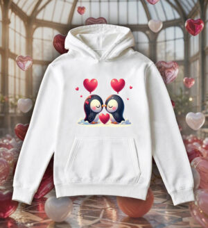 Sweets blanc capuche adultes vue de face Visuel Pinguins I - Loves Sweats à capuche Unisexe Adultes / Pinguins I ~ Loves