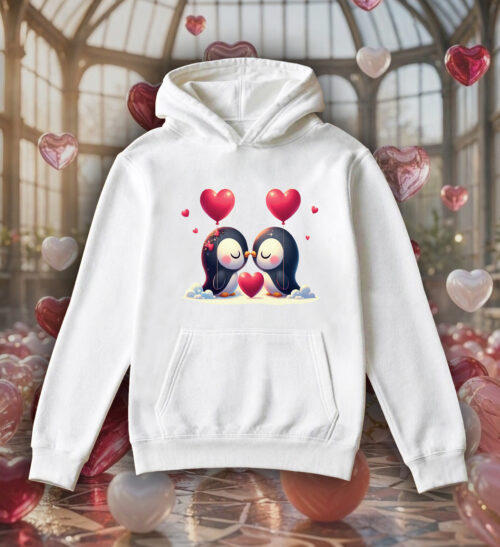 Sweets blanc capuche adultes vue de face Visuel Pinguins I - Loves Sweats à capuche Unisexe Adultes / Pinguins I ~ Loves