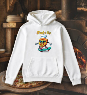 Sweets blanc capuche adultes vue de face Visuel Pizza I - Eat me, drunk me Sweats à capuche Unisexe Adultes / Pizza ~ Eat me & Drink me