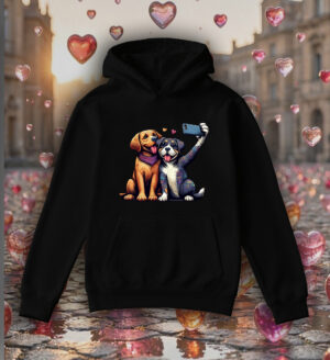 Sweets noir capuche adultes vue de face Visuel Chiens I - Humours Sweats à capuche Unisexe Adultes / Chiens ~ Loves
