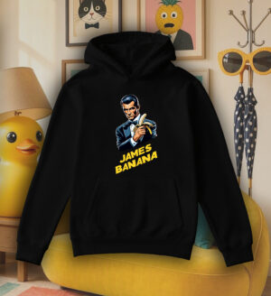 Sweets noir capuche adultes vue de face Visuel James bond I - Humours Sweats à capuche Unisexe Adultes / James Banana ~ Humours