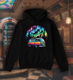 Sweets noir capuche adultes vue de face Visuel van III - Véhicules Sweats à capuche Unisexe Adultes / Van III ~ Vintages Cars