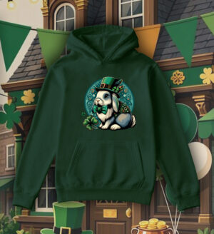 Sweets vert bouteillecapuche adultes vue de face Visuel Lapins I - Saint Patrick Sweats à capuche Unisexe Adultes / Lapin ~ Saint Patrick