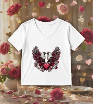 T-shirt blanc col V femme vue de face Visuel Aigles I - Loves Col V Femmes / Aigles I ~ Loves