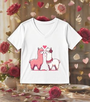 T-shirt blanc col V femme vue de face Visuel Alpagas I - Loves Col V Femmes / Alpagas ~ Loves