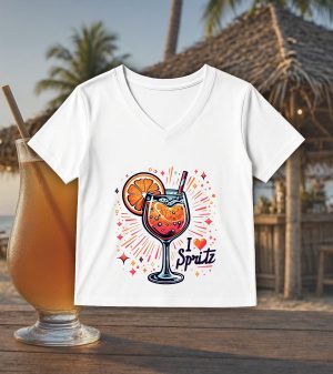 T-shirt blanc col V femme vue de face Visuel Apéros II - Eat me, drunk me Col V Femmes / Apéro II ~ Eat me, drink me
