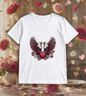 T-shirt blanc col V homme vue de face Visuel Aigles I - Loves Col V Hommes / Aigles I ~ Loves