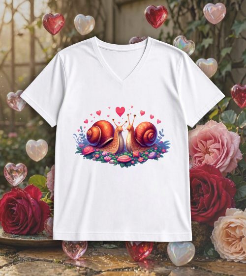 T-shirt blanc col V homme vue de face Visuel Escargots I - Loves Col V Hommes / Escargots ~ Loves