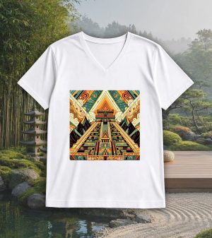 T-shirt blanc col V homme vue de face Visuel Pyramides II - Spirituelles Zen Col rond Hommes / Pyramide II ~ Spirituelles & Zen