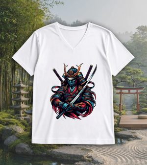 T-shirt blanc col V homme vue de face Visuel samourai I - Asia Col V Hommes / Samouraï I ~ Asia