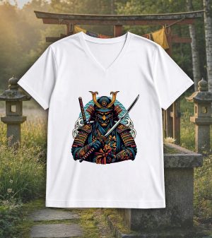 T-shirt blanc col V homme vue de face Visuel samourai II - Asia Col V Hommes / Samouraï II ~ Asia