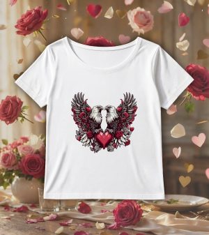 T-shirt blanc col rond large femme vue de face Visuel Aigles I - Loves Col rond Femmes / Aigles I ~ Loves