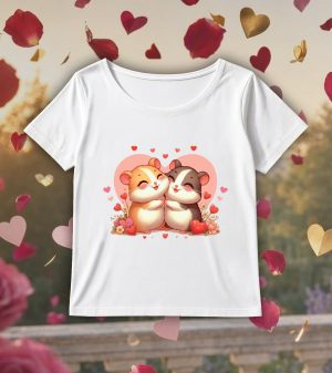 T-shirt blanc col rond large femme vue de face Visuel Hamsters I - Loves Col rond Femmes / Hamsters I ~ Loves