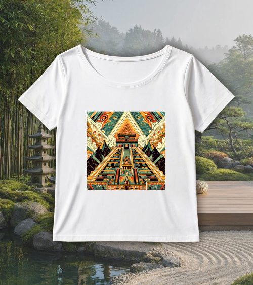 T-shirt blanc col rond large femme vue de face Visuel Pyramides II - Spirituelles Zen Col rond Femmes / Pyramide II ~ Spirituelles & Zen