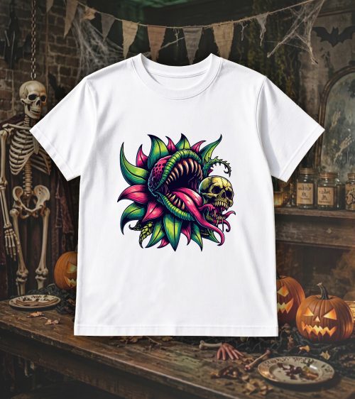 T-shirt col rond blanc enfants Visuel Fleurs 1 - Horreurs Col rond Kids / Floor ~ Horreurs