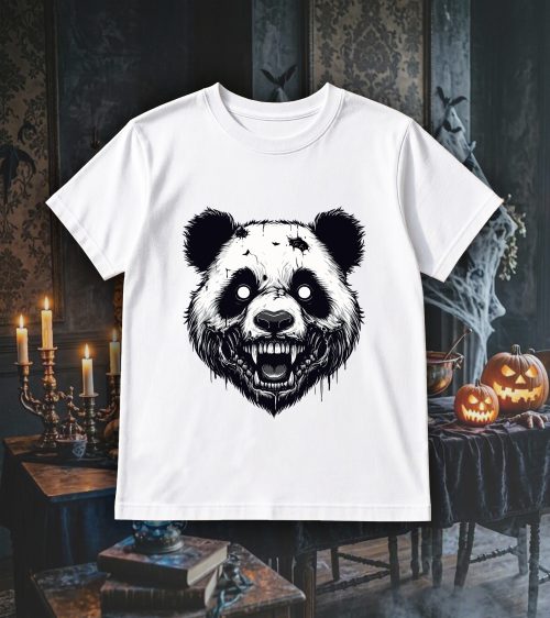 T-shirt col rond blanc enfants Visuel Panda halloween 1 Col rond Kids / Panda I ~ Horreurs