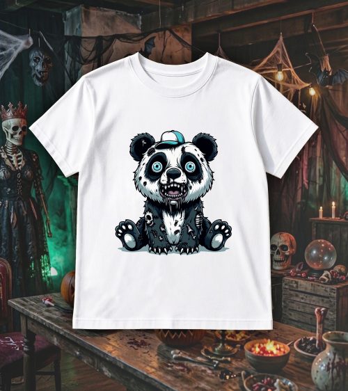 T-shirt col rond blanc enfants Visuel Panda halloween 2 Col rond Kids / Panda II ~ Horreurs