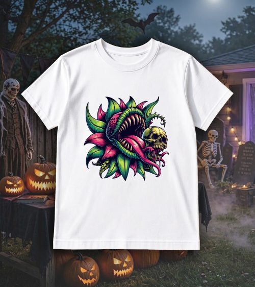 T-shirt col rond blanc hommes Visuel Fleurs 1 - Horreurs Col rond Hommes / Floor ~ Horreurs