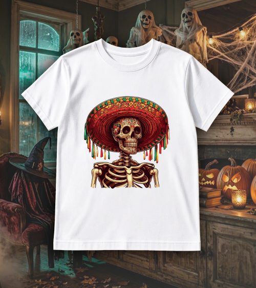 T-shirt col rond blanc hommes Visuel Halloween 1 Col rond Hommes / Skull I ~ Horreurs